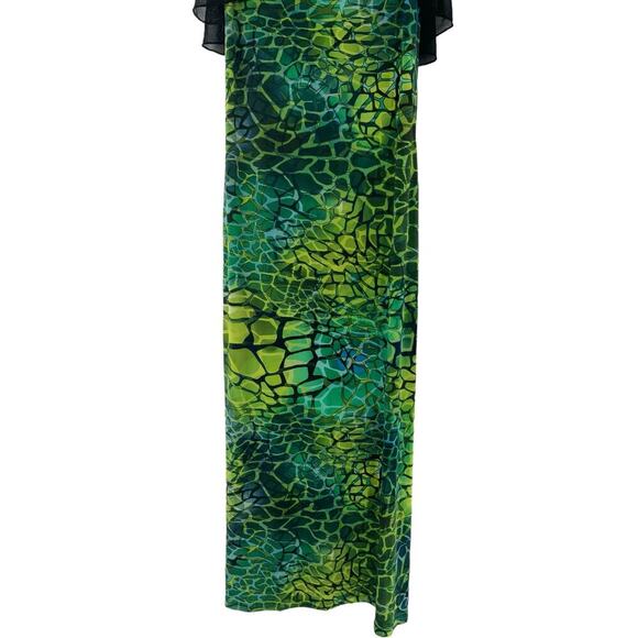 Just Love Maxi Dress Size Medium Side Slit Colorblock Top Sheer Sleeveless - Picture 4 of 10